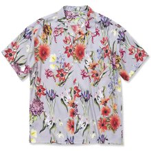 CALEE<BR>ALLOVER FLOWER PATTERN AMUNZEN CLOTH S/S SHIRT(GRAY)