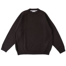 UNIVERSAL PRODUCTS<BR>FELTED MERINO WOOL KNIT CREW NECK(BROWN)