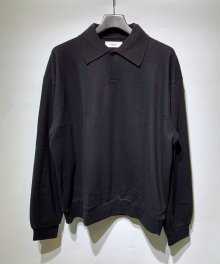 MARKA <BR>POLO - SUPER 140'S WOOL DOUBLE JERSEY WASHABLE -(BLACK)