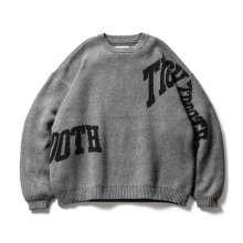 TIGHTBOOTH<BR>ACID LOGO KNIT SWEATER(CHARCOAL)