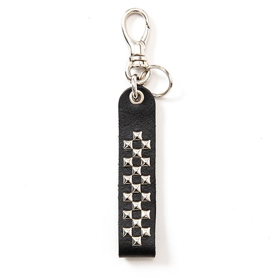 CALEE<BR>Studs & Embossing assort leather key ring -Type E-