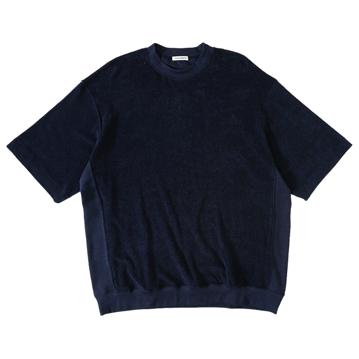 UNIVERSAL PRODUCTS<BR>COTTON LINEN PILE S/S T-SHIRT(NAVY)