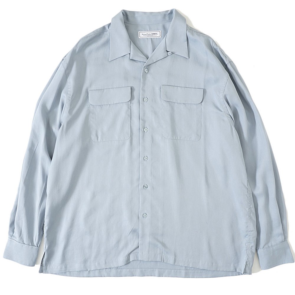 UNIVERSAL PRODUCTS<BR>OPEN COLLAR L/S SHIRT(SAX)
