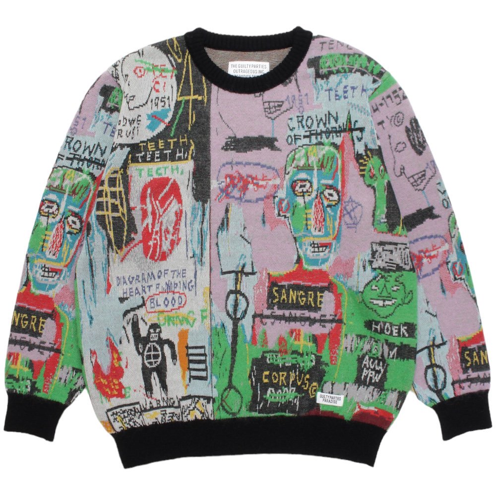 WACKOMARIA<BR>JEAN-MICHEL BASQUIAT / CREW NECK SWEATER (TYPE-3)