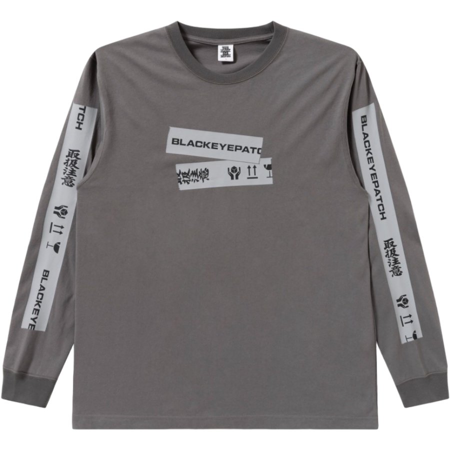 BlackEyePatch <BR>HWC TAPED L/S TEE(CHARCOAL)