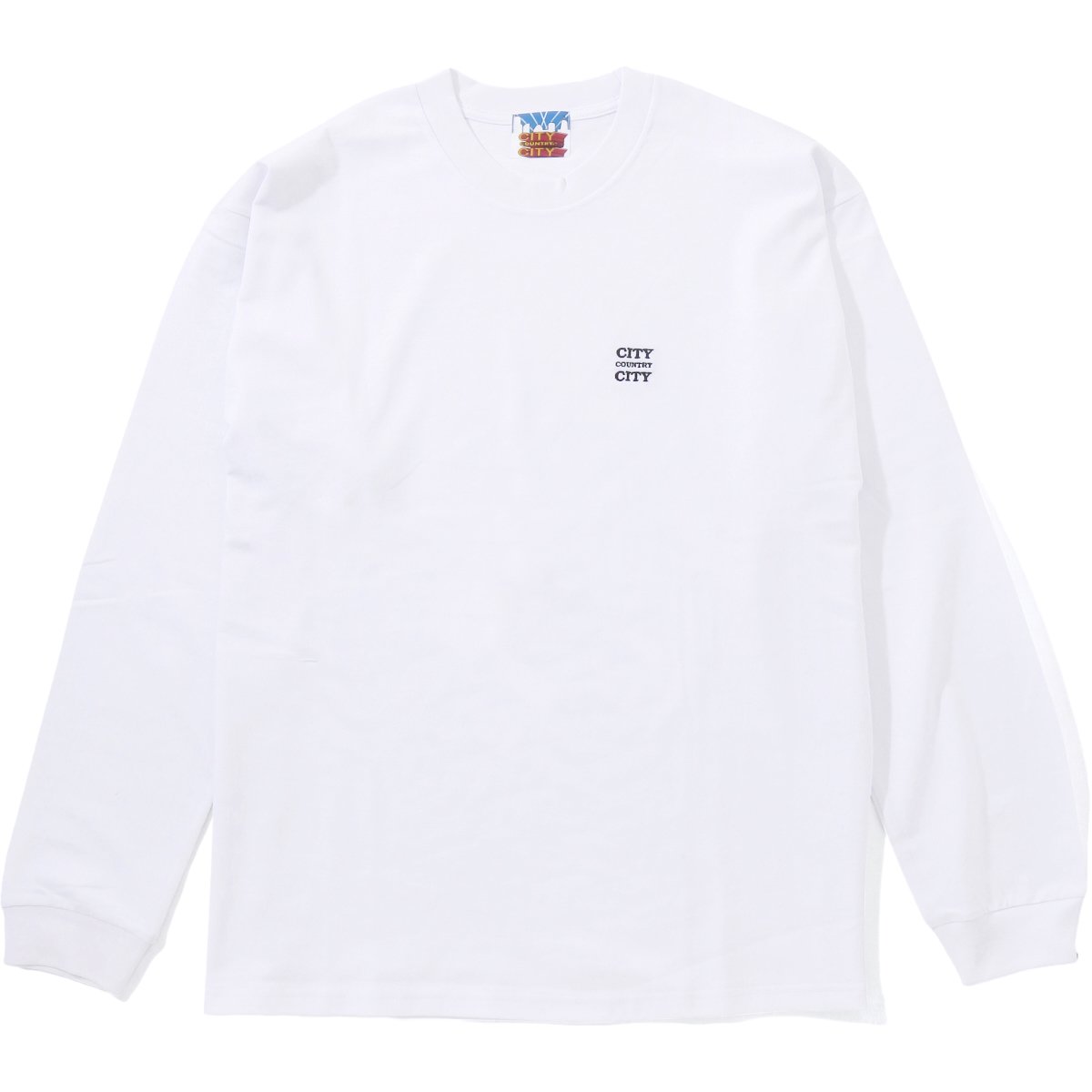 CITY COUNTRY CITY<BR>EMBROIDERED LOGO COTTON L/S T-SHIRT(WHITE)