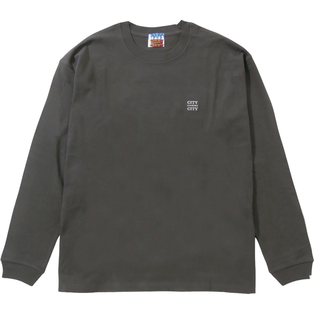 CITY COUNTRY CITY<BR>EMBROIDERED LOGO COTTON L/S T-SHIRT(CHARCOAL GRAY)