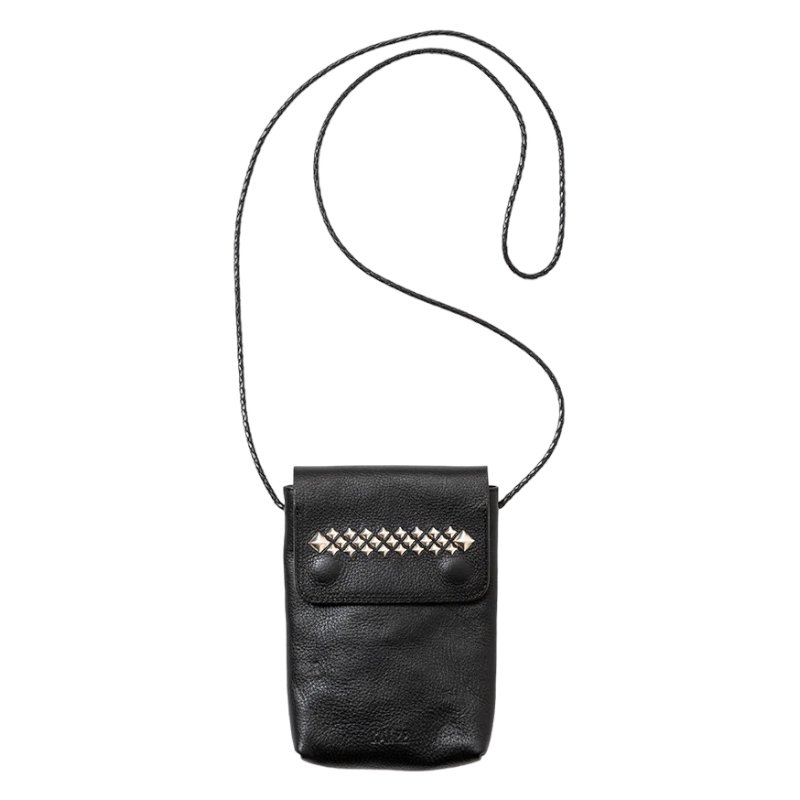 CALEE<BR>STUDS LEATHER SHOULDER POUCH