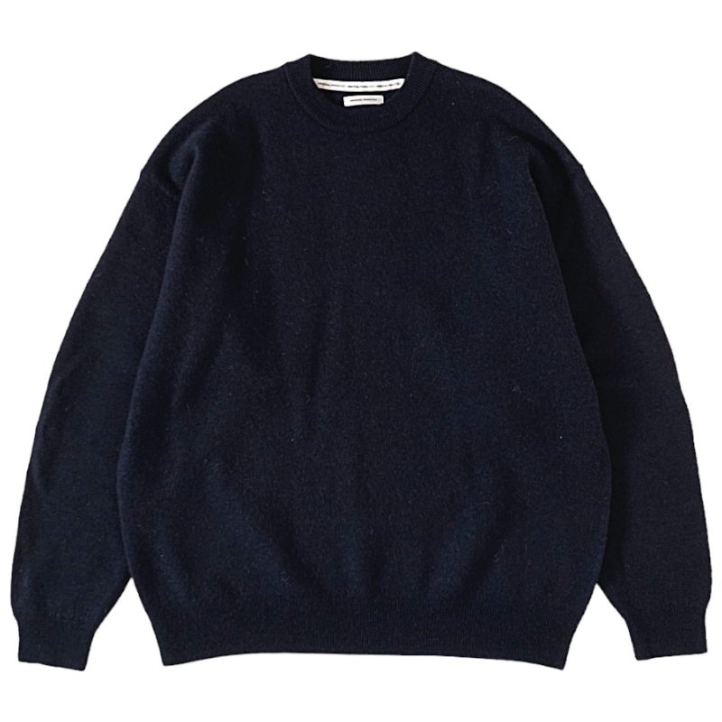 UNIVERSAL PRODUCTS<BR>FELTED MERINO WOOL CREW NECK SWEATER(NAVY)