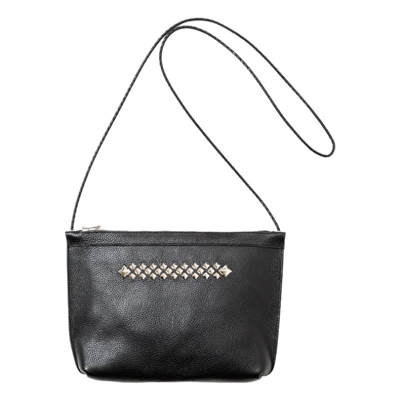 CALEE<BR>STUDS LEATHER BODY BAG