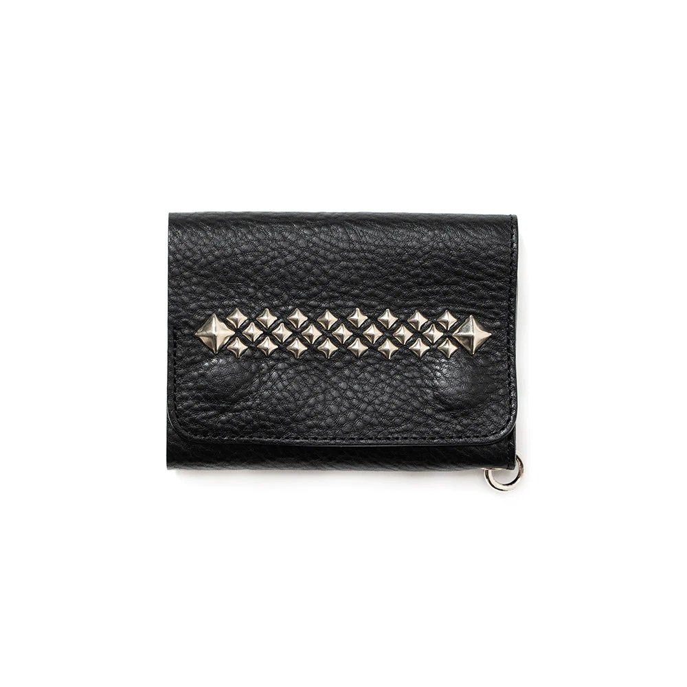 CALEE<BR>STUDS LEATHER FLAP HALF WALLET