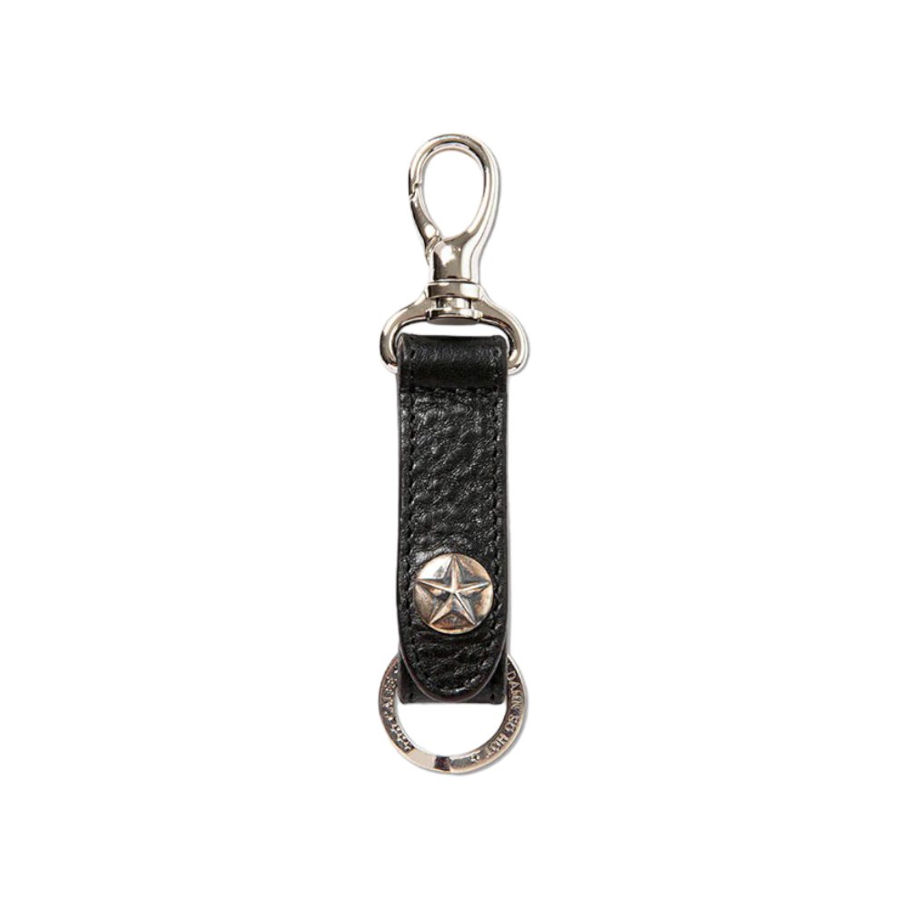 CALEE<BR>SILVER STAR CONCHO LEATHER KEY RING