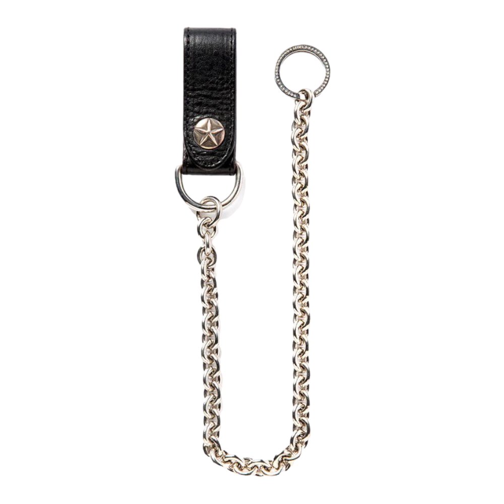 CALEE<BR>SILVER STAR CONCHO LEATHER WALLET CHAIN