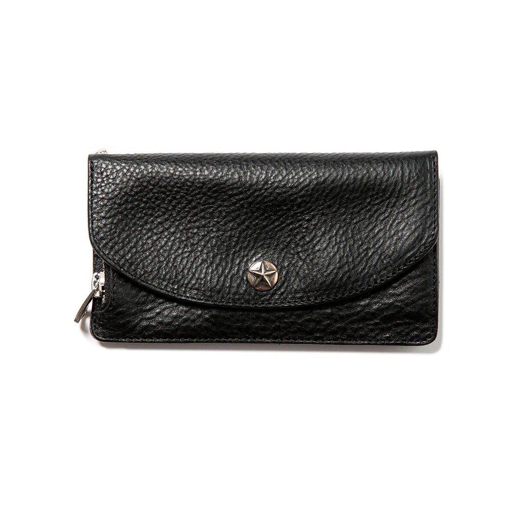 CALEE<BR>SILVER STAR CONCHO LEATHER LONG WALLET