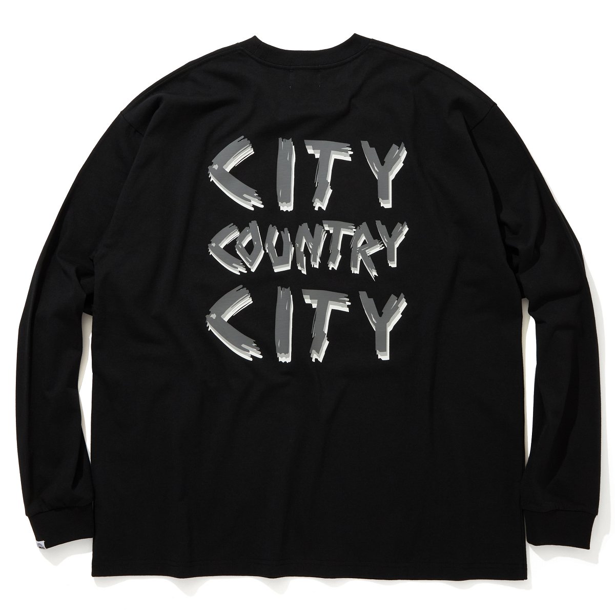 CITY COUNTRY CITY<BR>COTTON L/S T-SHIRT"CITY COUNTRY CITY"(BLACK)