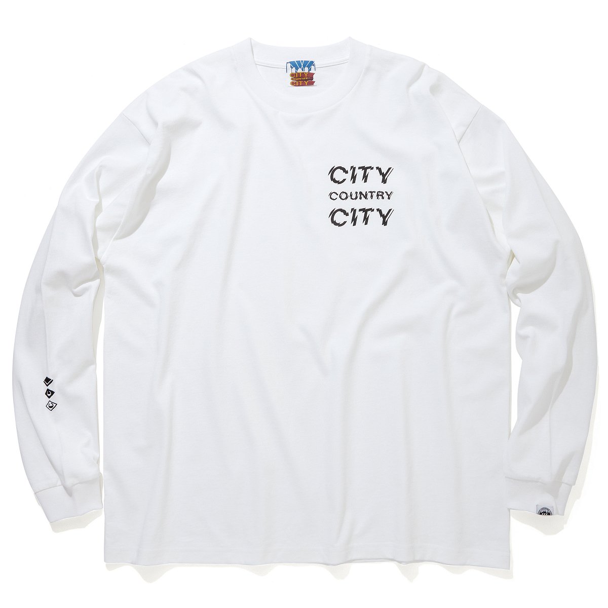 CITY COUNTRY CITY<BR>COTTON L/S T-SHIRT"CITY COUNTRY CITY"(WHITE)