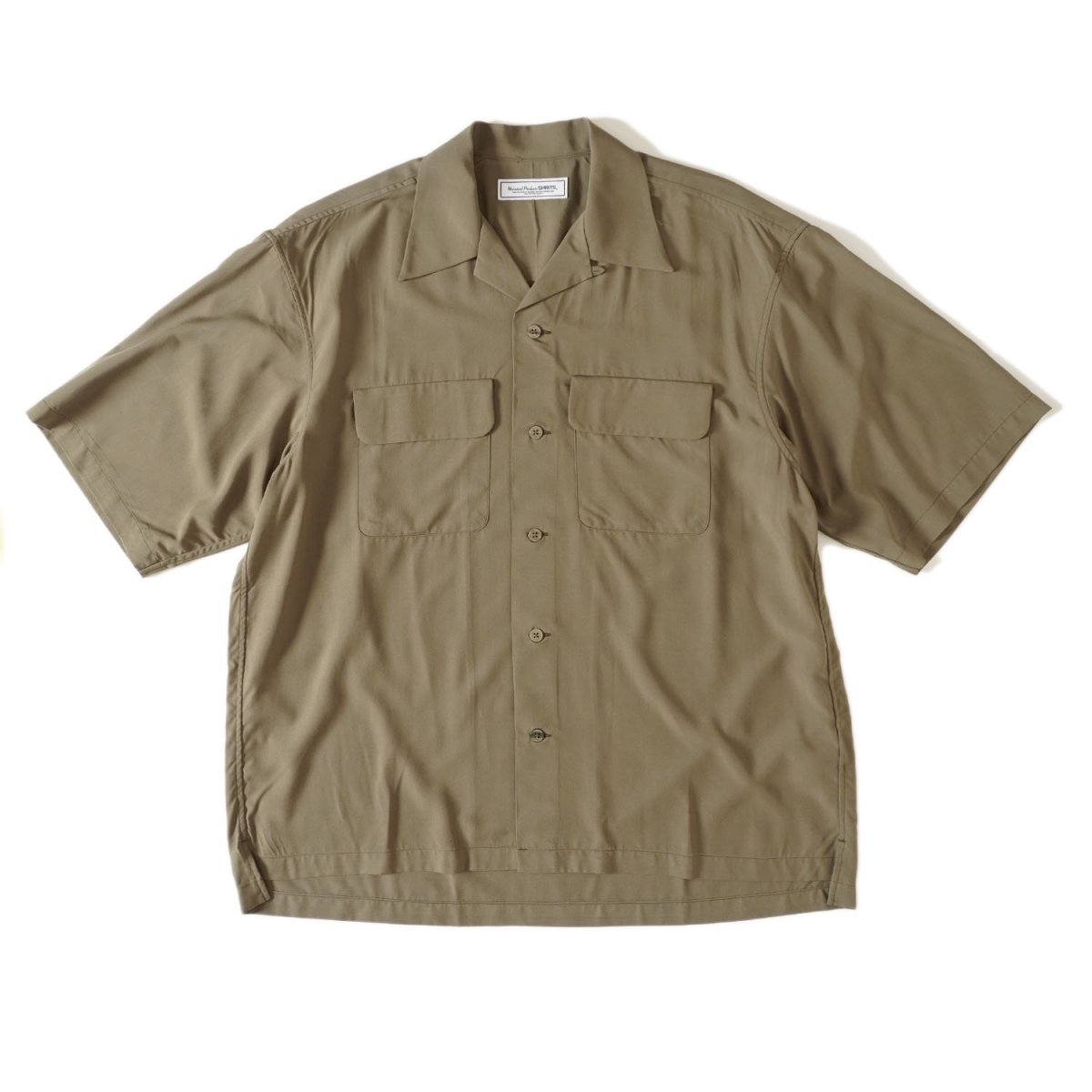 UNIVERSAL PRODUCTS<BR>OPEN COLLAR S/S SHIRT(KHAKI)