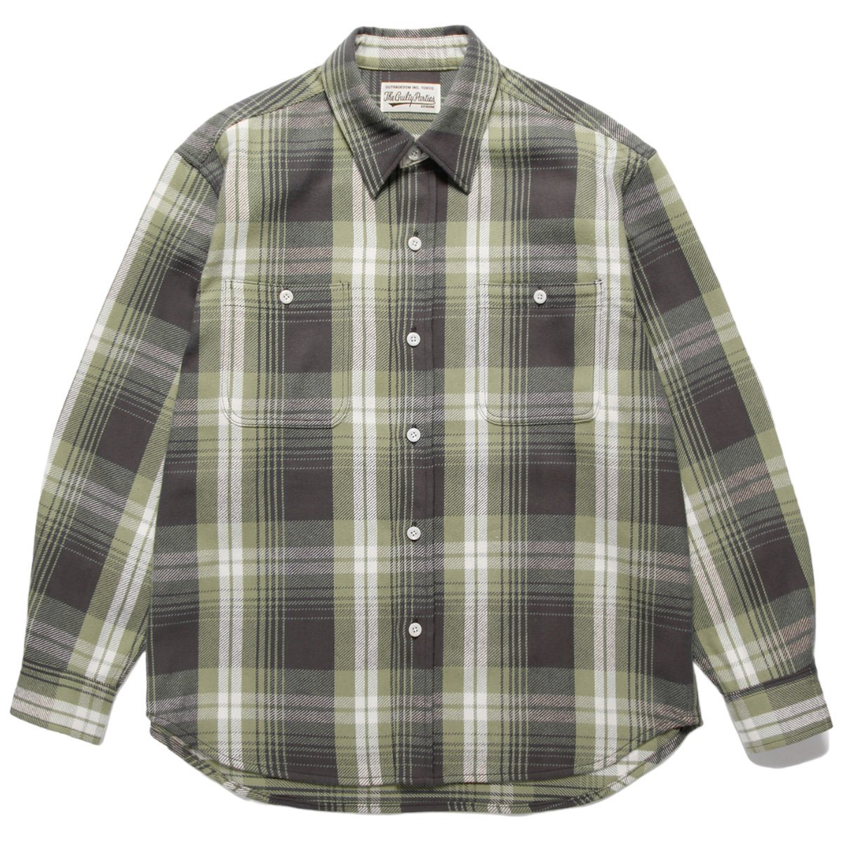 WACKOMARIA《ワコマリア》FLANNEL REGULAR COLLAR SHIRT(TYPE-1)(OLIVE)(24SS-WMS-RC04)  | 公式通販 | BlackSheep【ブラックシープ】Official Online Store