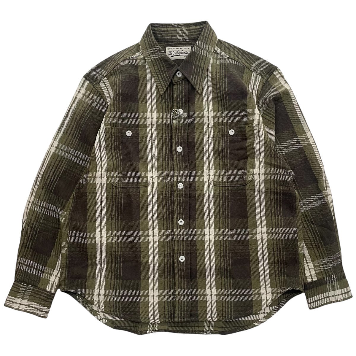 WACKOMARIA《ワコマリア》FLANNEL REGULAR COLLAR SHIRT(TYPE-1)(OLIVE