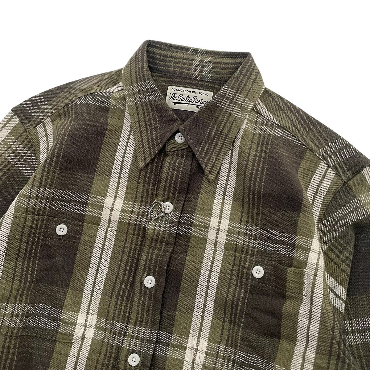 WACKOMARIA《ワコマリア》FLANNEL REGULAR COLLAR SHIRT(TYPE-1)(OLIVE