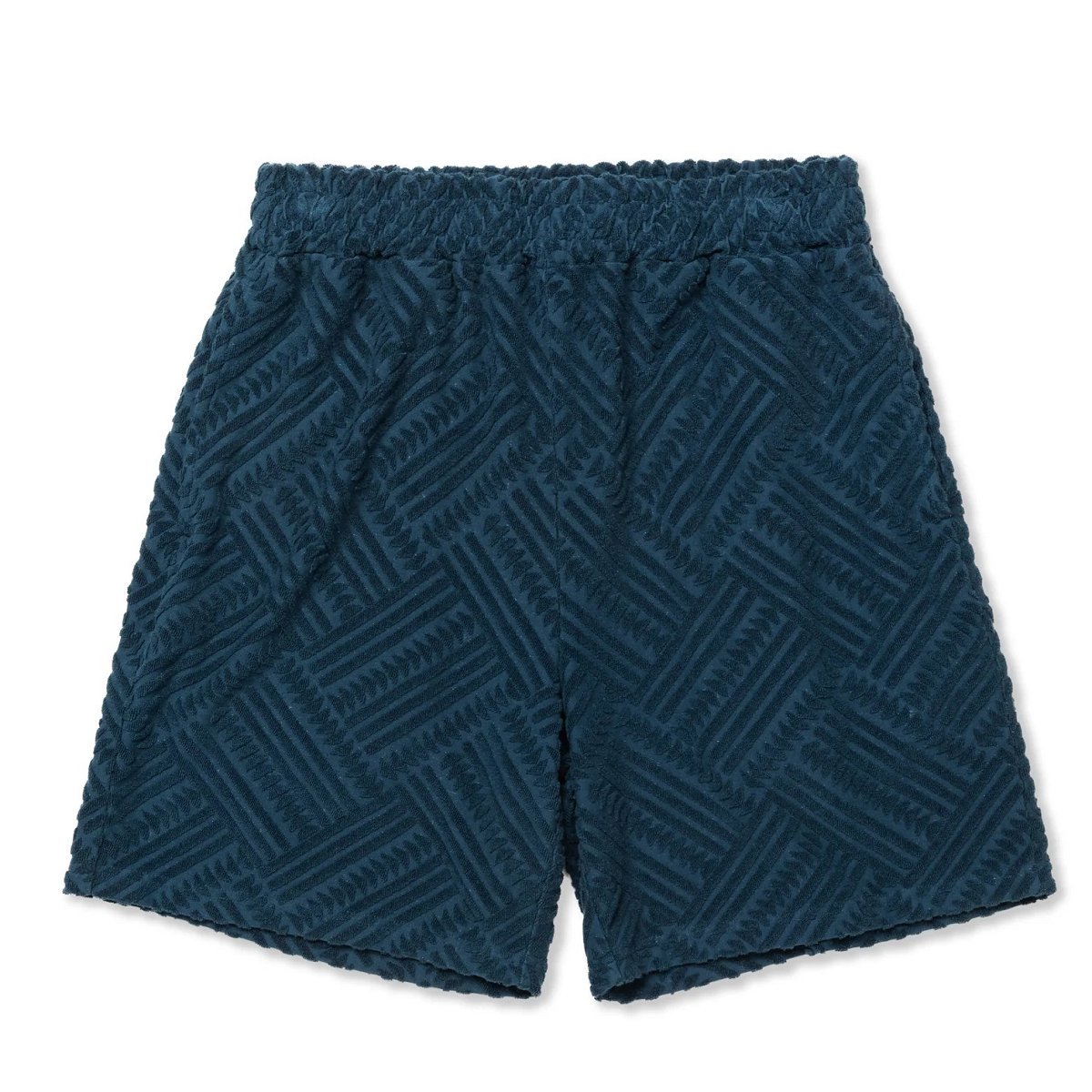CALEE<BR>PILE JACQUARD RELAX SHORTS(NAVY)