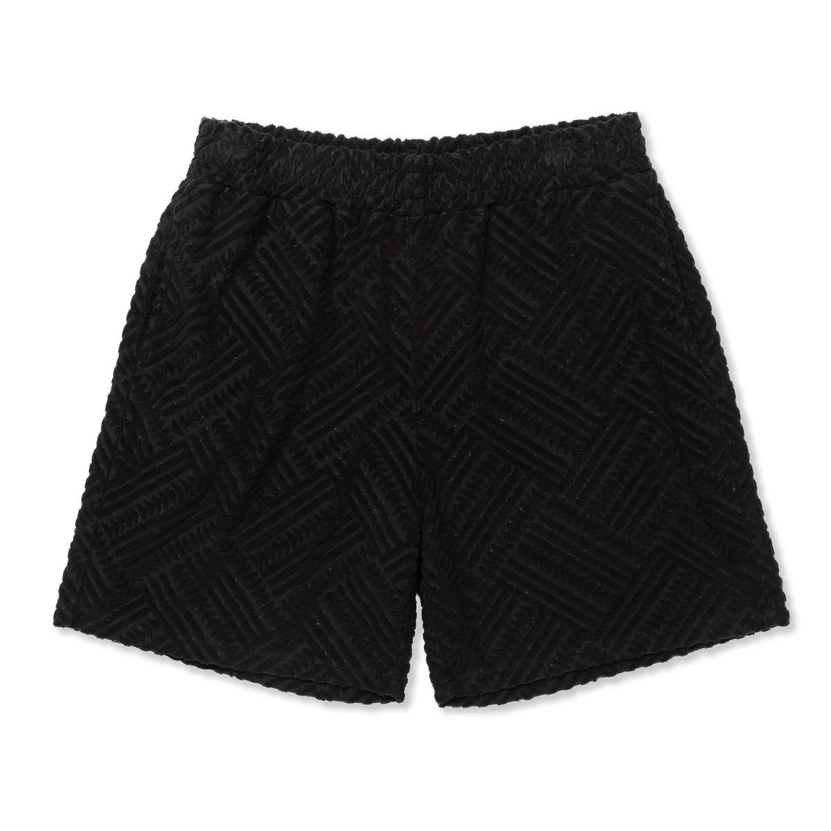 CALEE<BR>PILE JACQUARD RELAX SHORTS(BLACK)
