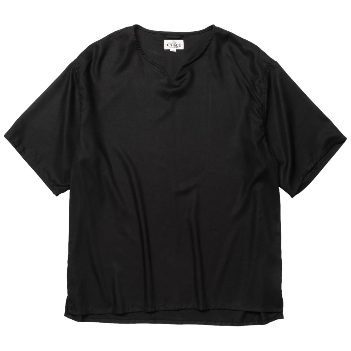 CALEE<BR>R/P KEY NECK WIDE SILHOUETTE SHIRT