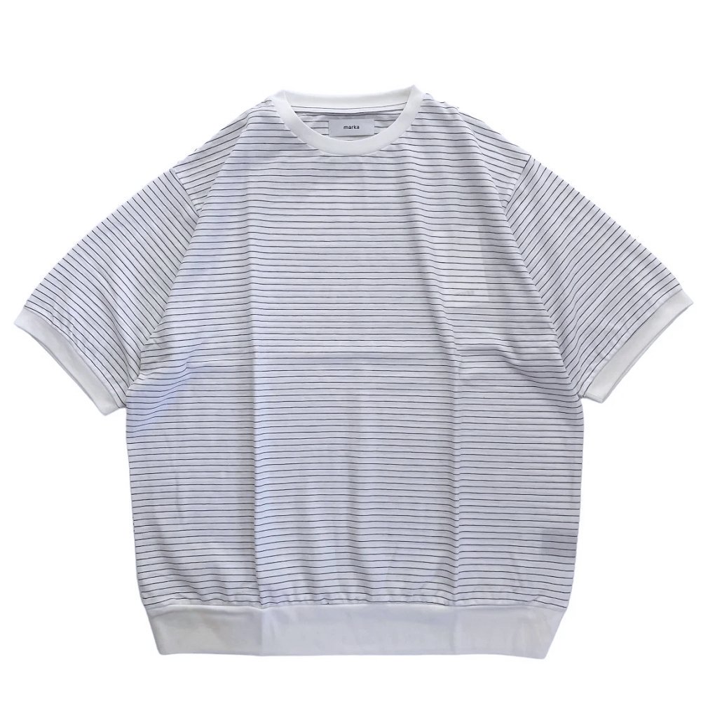 marka <BR>CREW NECK S/S - 30/1 ORGANIC COTTON HIGH TWISTED KNIT -(WHITE)