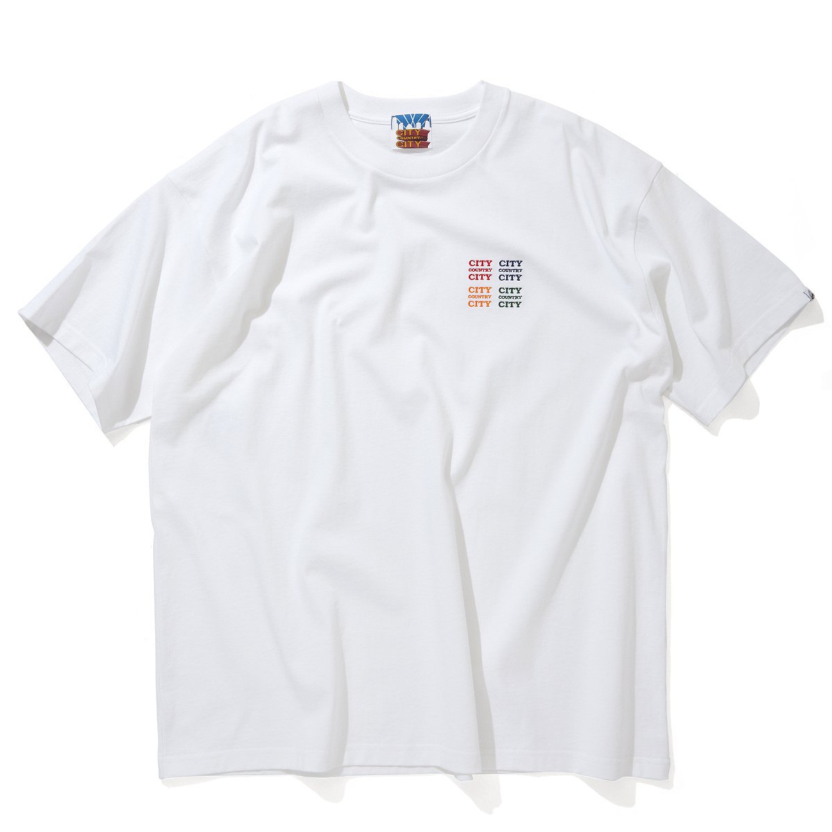CITY COUNTRY CITY<BR>Embroidered Logo Cotton T-Shirt"CCCC"(WHITE)