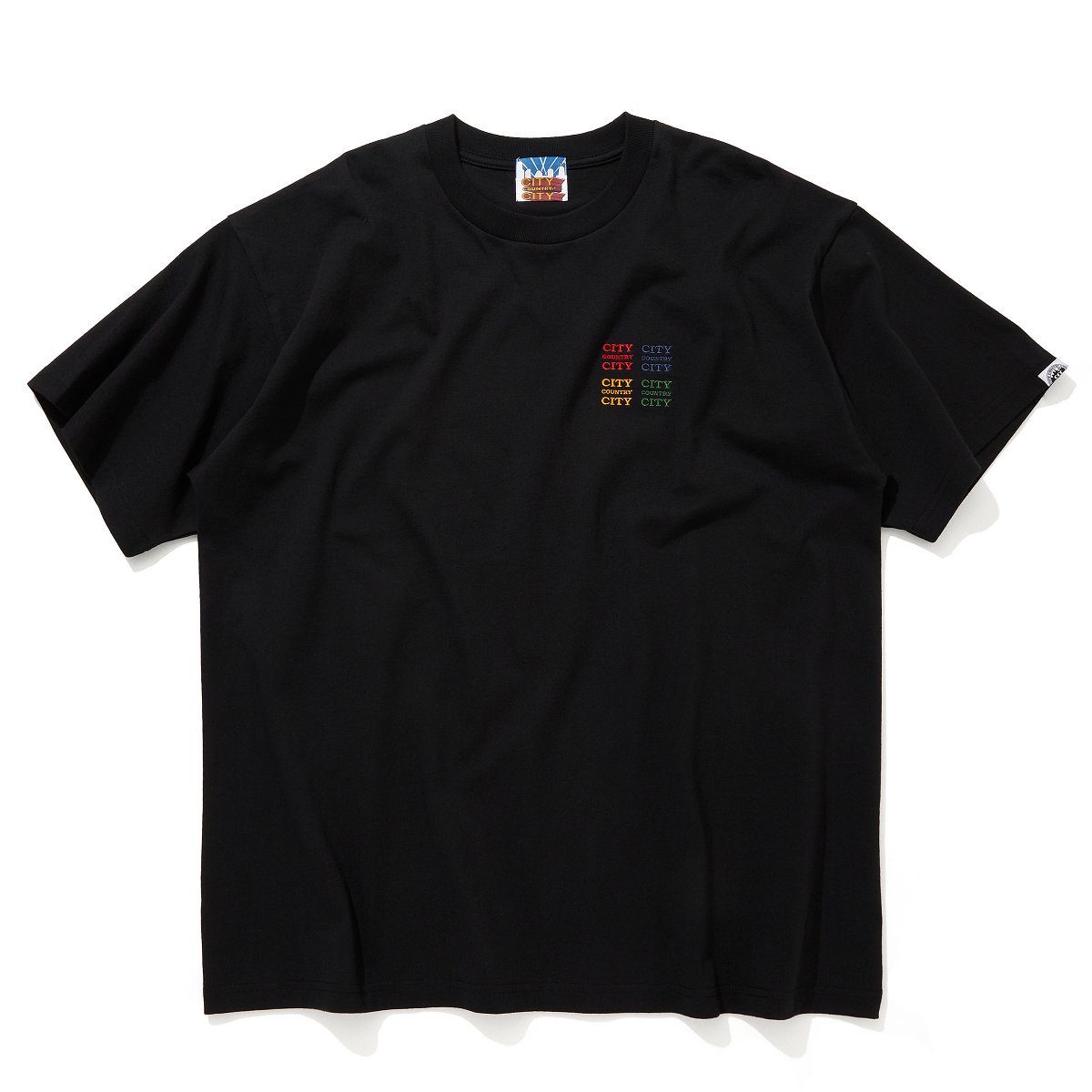 CITY COUNTRY CITY<BR>Embroidered Logo Cotton T-Shirt"CCCC"(BLACK)