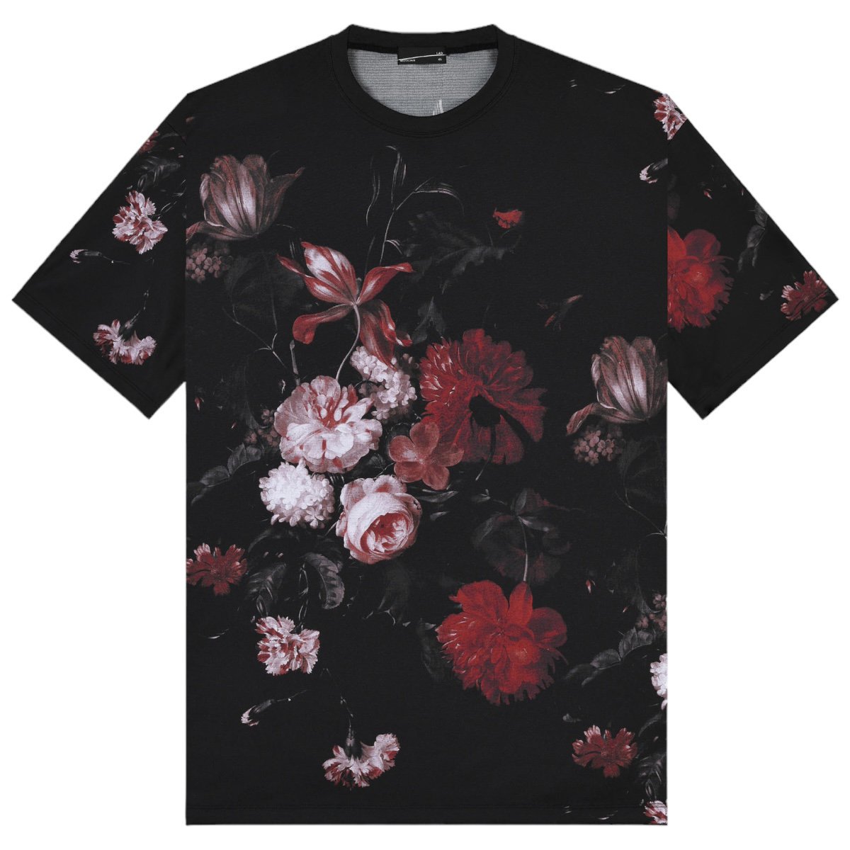 LAD MUSICIAN <BR>COOL T-CLOTH INKJET OIL PAINTING FLOWER BIG T-SHIRT(RED)