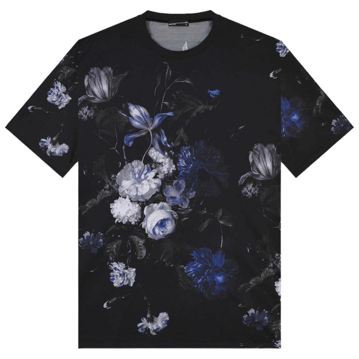 LAD MUSICIAN <BR>COOL T-CLOTH INKJET OIL PAINTING FLOWER BIG T-SHIRT(BLUE)