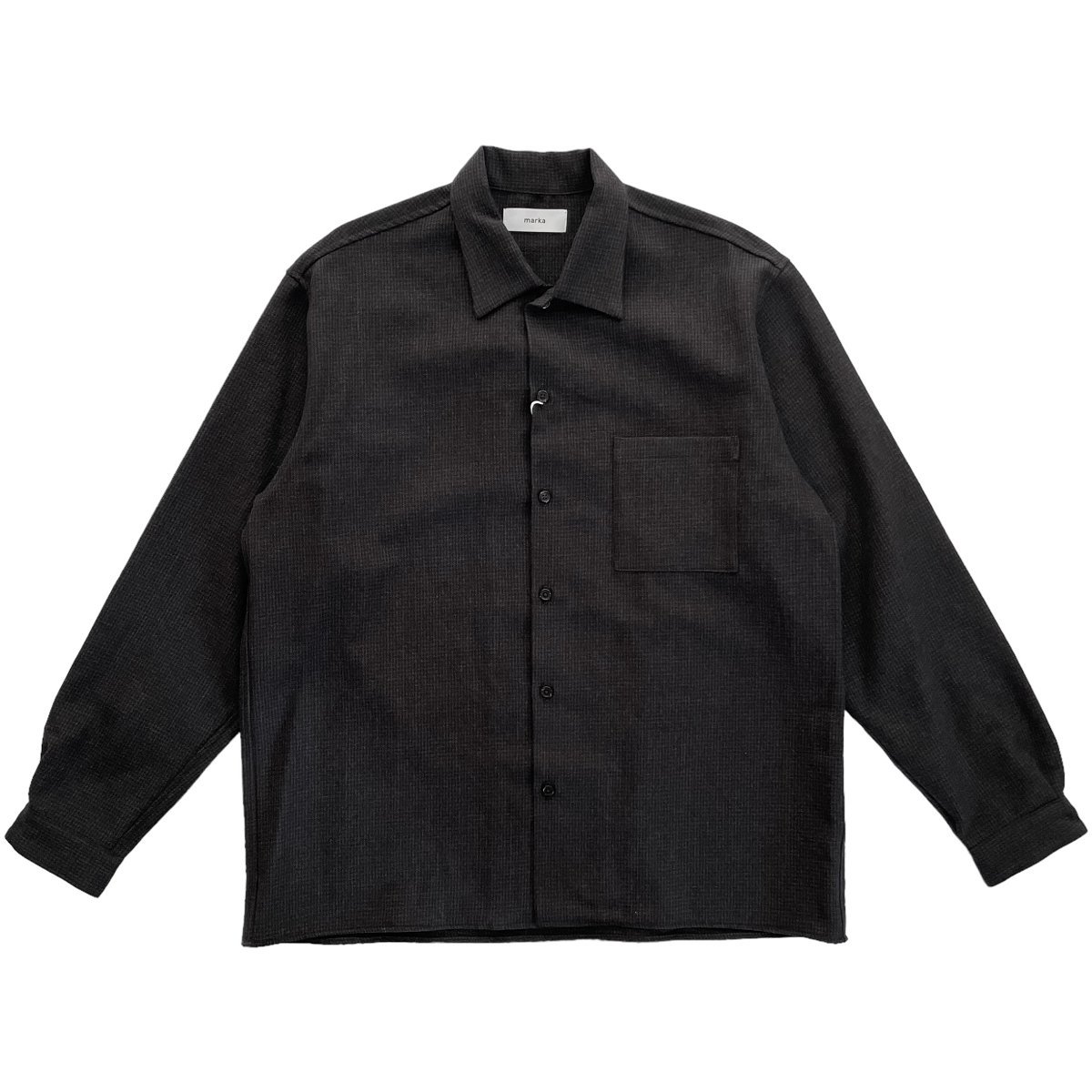 marka<BR>OPEN COLLAR SHIRT - TUMBLED WOOL SERGE -