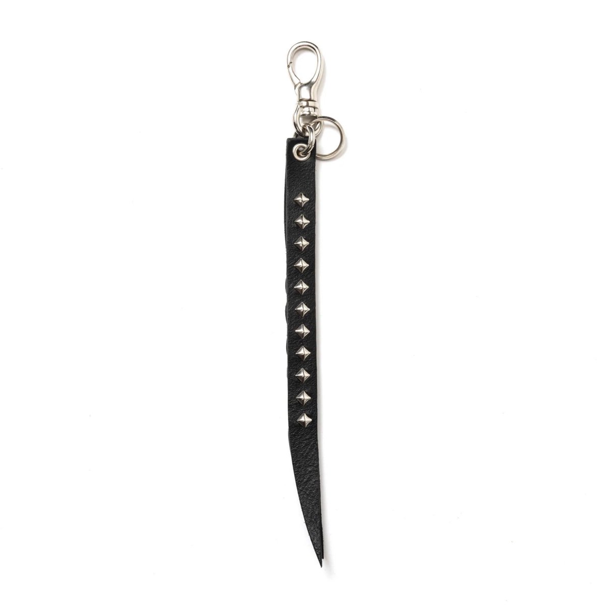 CALEE<BR>STUDS & KNITTING LEATHER SHORT KEY RING