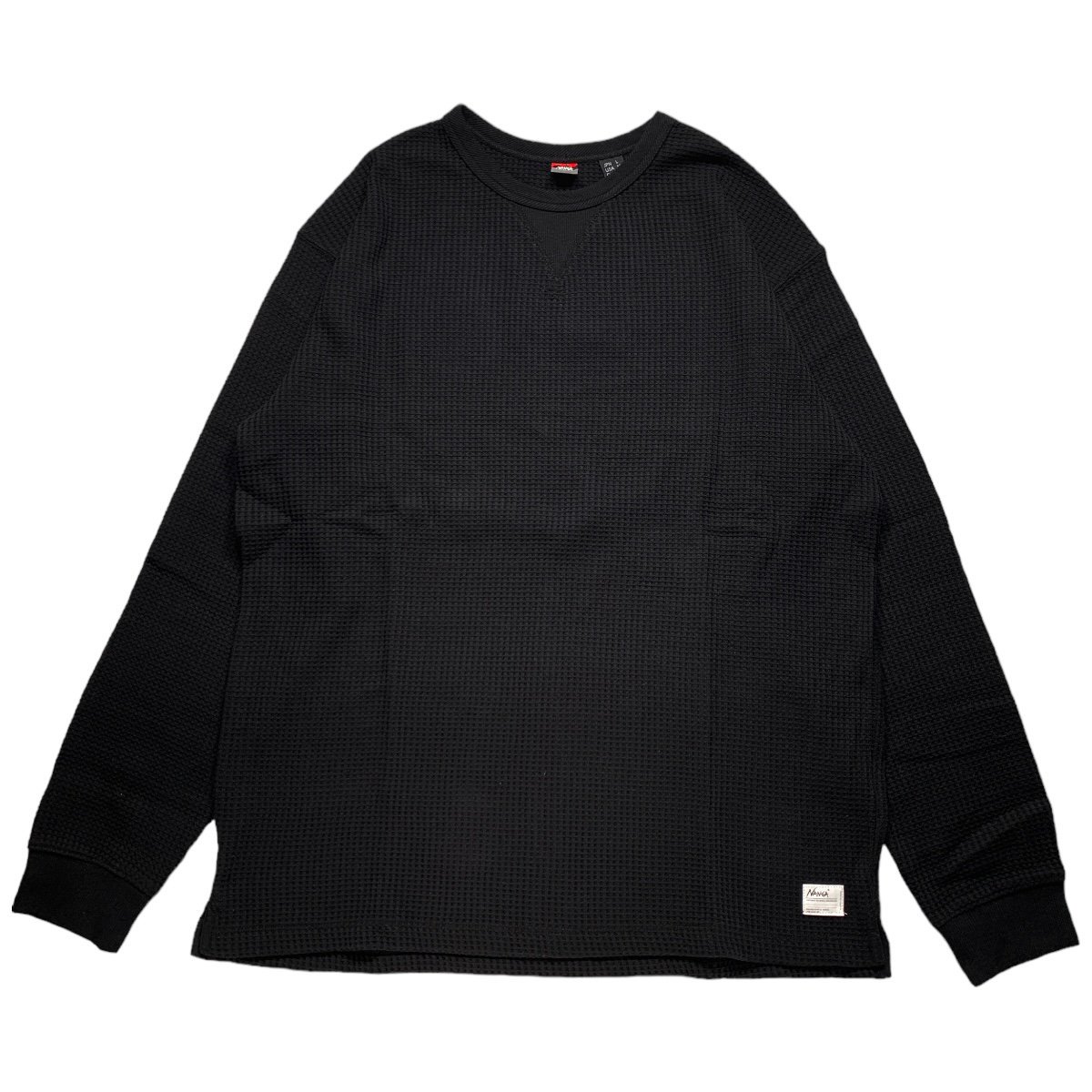 NANGA<BR>ECO HYBRID WAFFLE L/S TEE(BLACK)