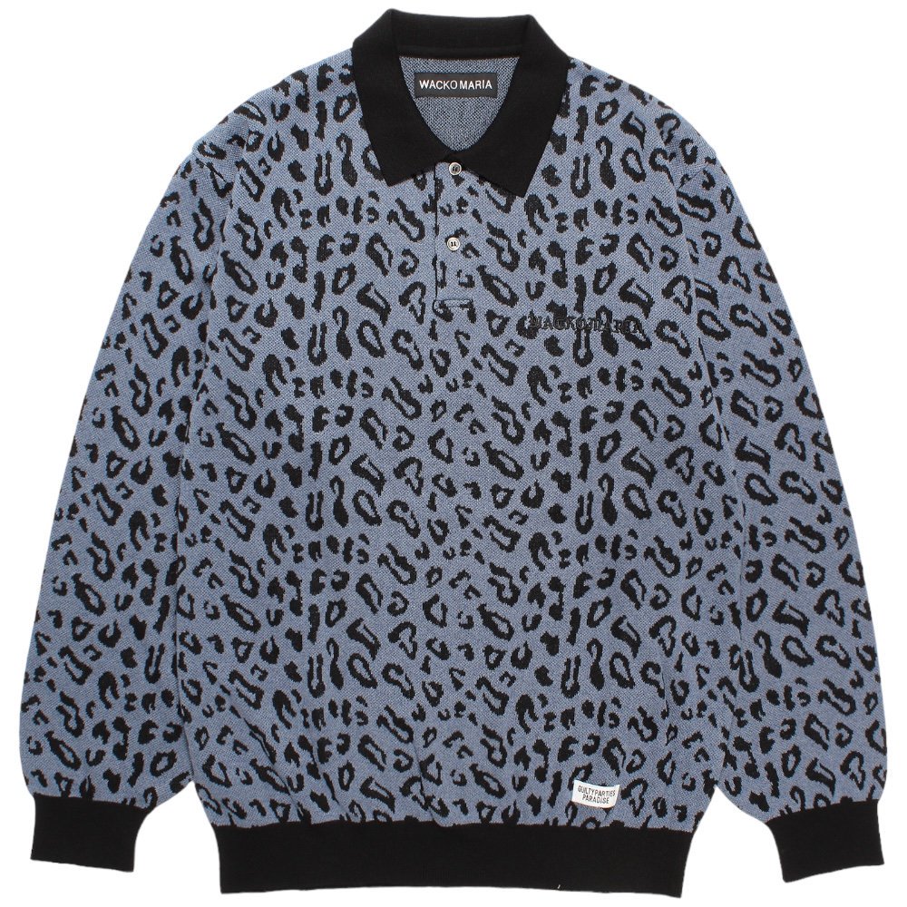 WACKOMARIA<BR>LEOPARD KNIT POLO SHIRT