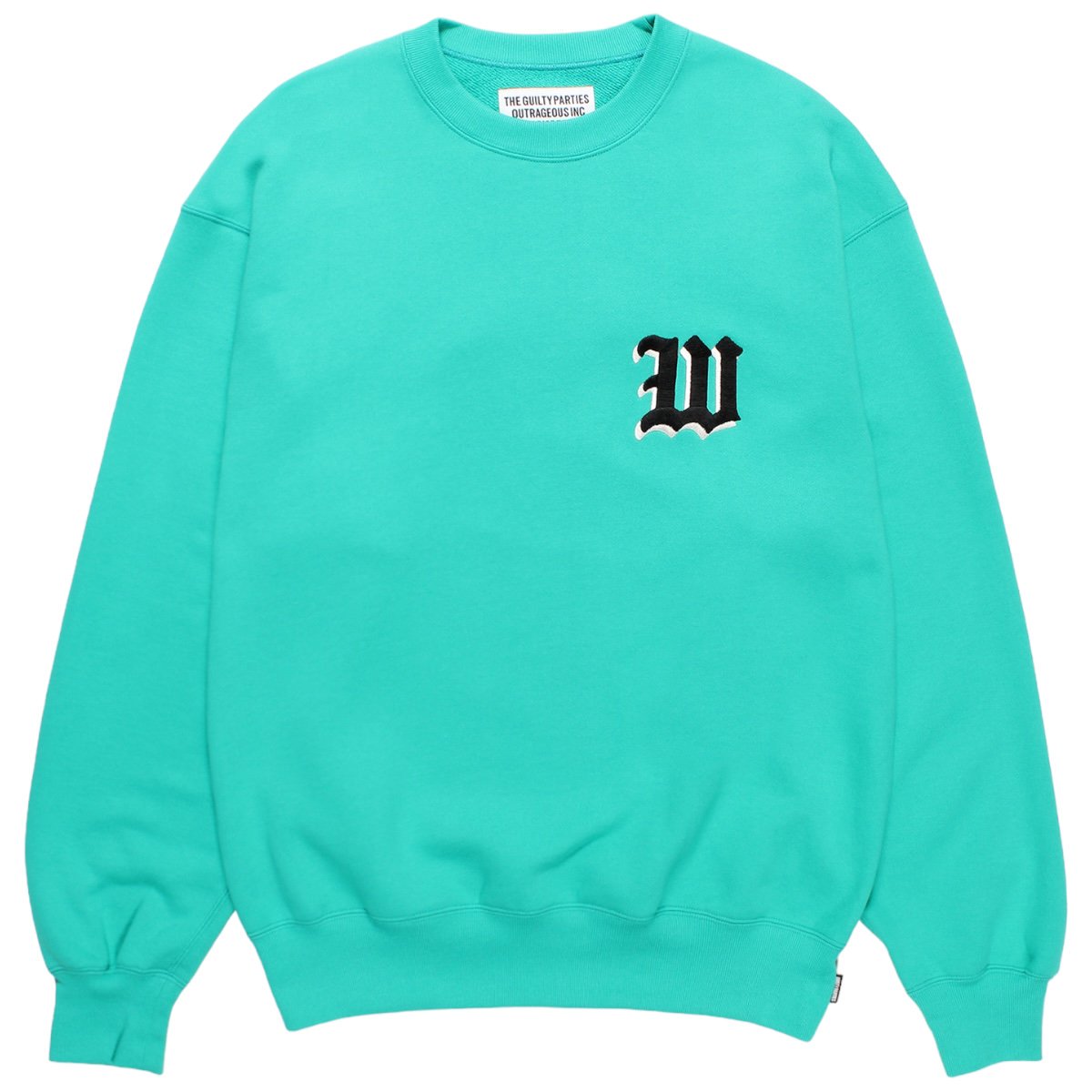 WACKOMARIA<BR>MIDDLE WEIGHT CREW NECK SWEAT SHIRT(TYPE-2)(TURQUISE)