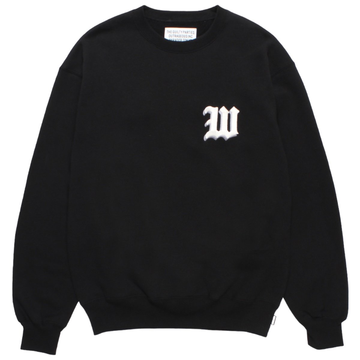 WACKOMARIA<BR>MIDDLE WEIGHT CREW NECK SWEAT SHIRT(TYPE-2)(BLACK)