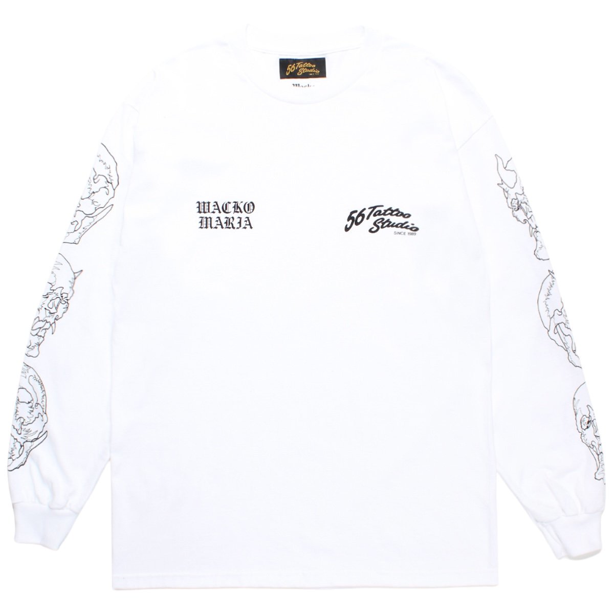 WACKOMARIA<BR>56 TATOO STUDIO / CREW NECK LONG SLEEVE T-SHIRT(WHITE)