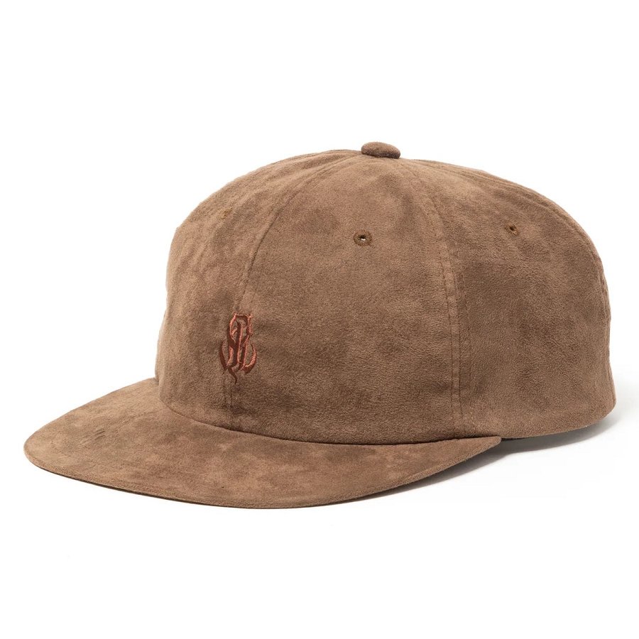 CALEE<BR>FAUX SUEDE CAP(ASH BROWN)