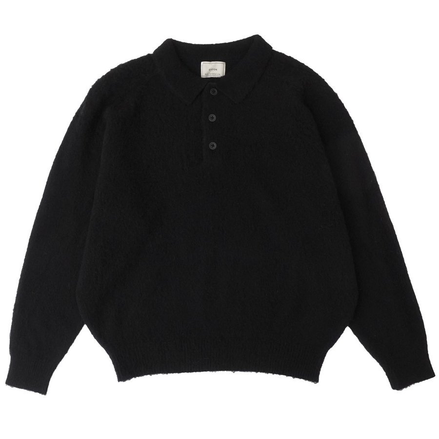 EVCON<BR>Shaggy Polo Knit (BLACK)