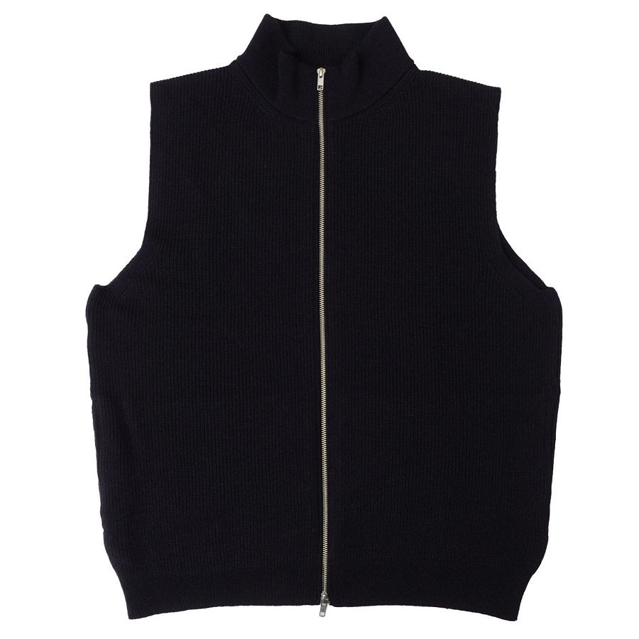 EVCON<BR>Wool Low Gauge Zip Up Vest (NAVY)