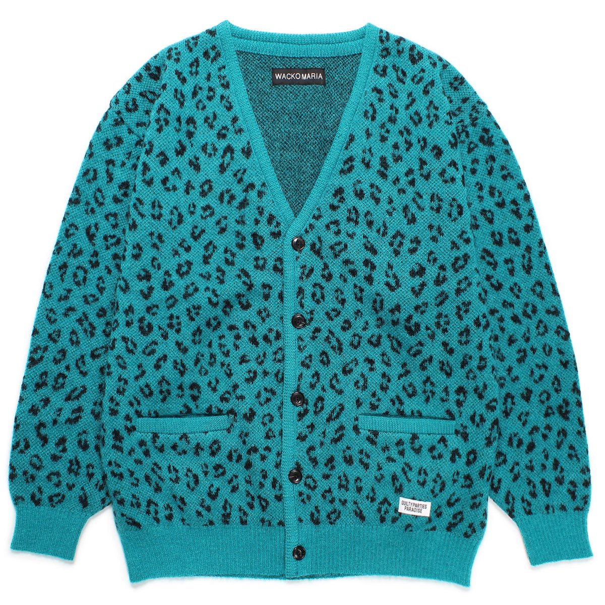 WACKOMARIA<BR>LEOPARD MOHAIR CARDIGAN(BLUE)