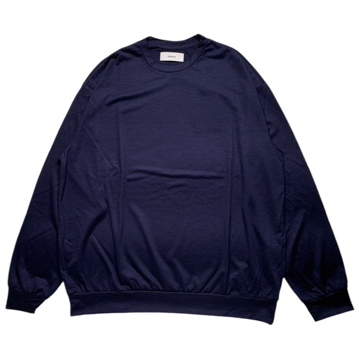 marka <BR>CREW NECK - 2/72 WOOL SINGLE JERSEY WASHABLE -(NAVY)