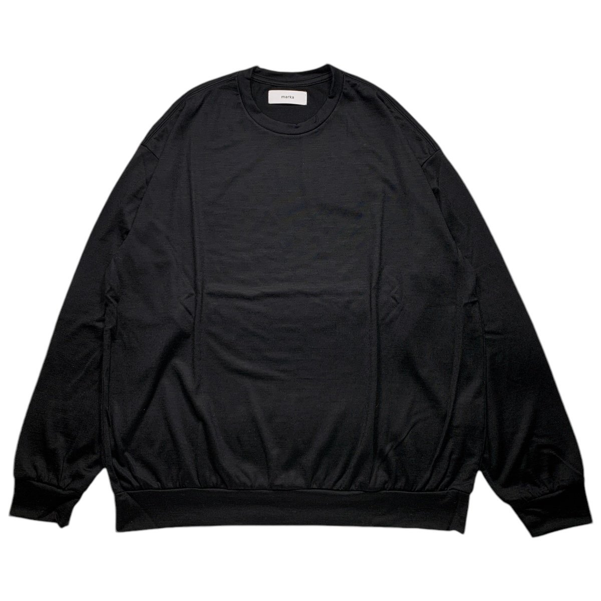 marka <BR>CREW NECK - 2/72 WOOL SINGLE JERSEY WASHABLE -(BLACK)