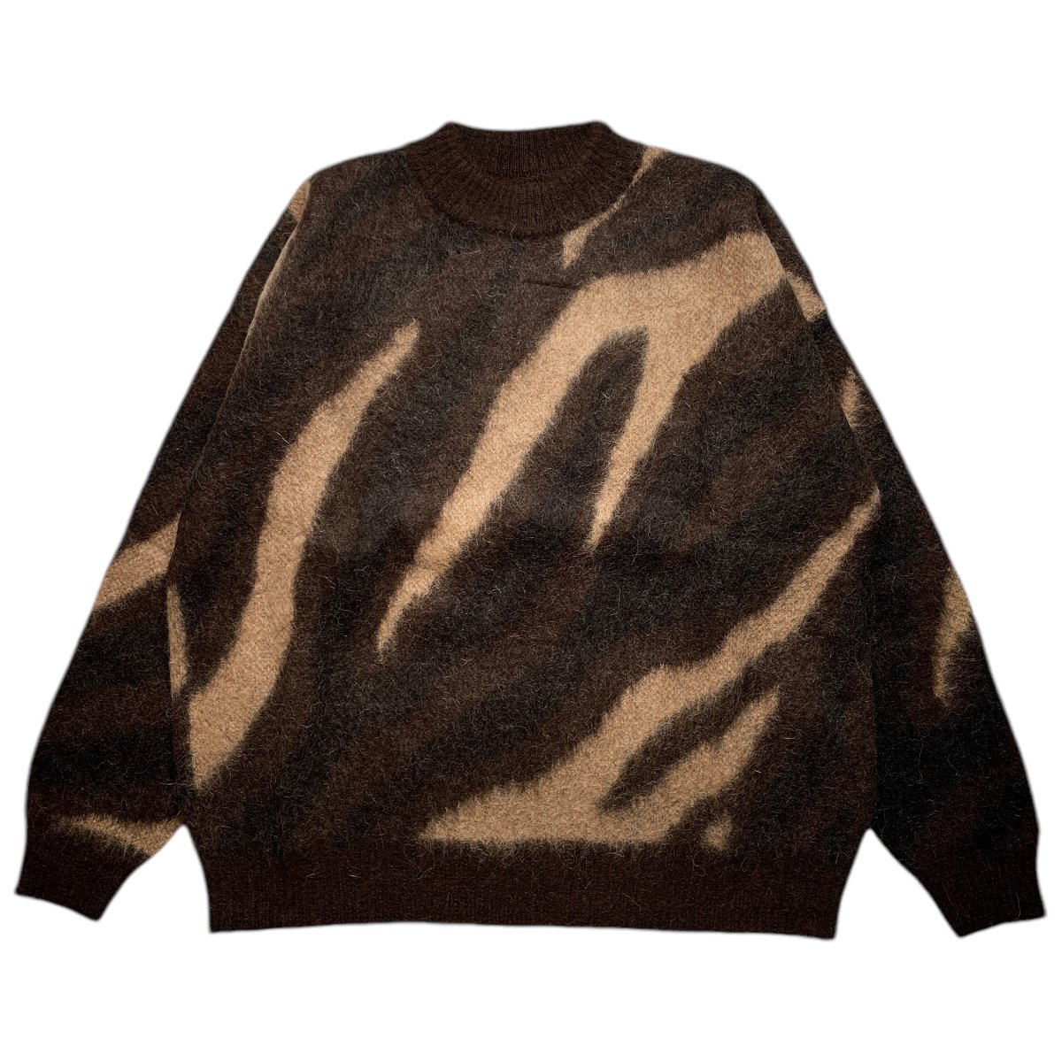 MARKAWARE <BR> BIAS ZEBRA PATTERN JUMPER - NATURAL COLOR ALPACA -(NATURAL BEIGE MIX)