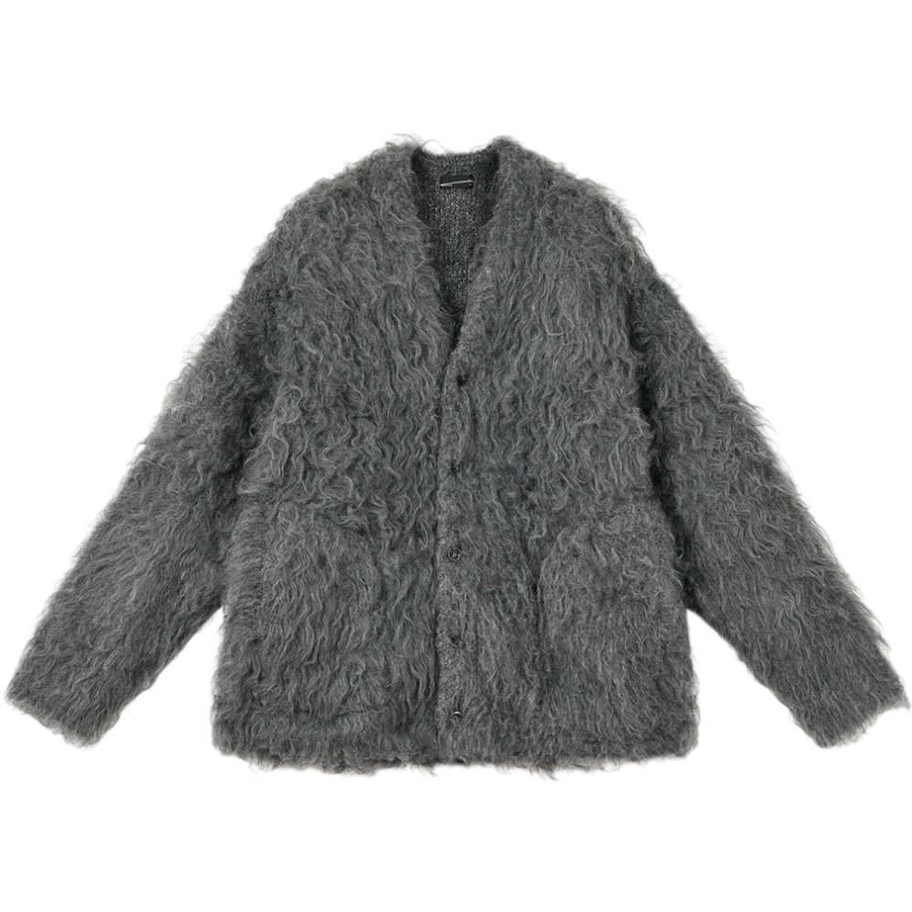 LAD MUSICIAN <BR>LOOP YARN SHAGGY KNIT CARDIGAN(GRAY)