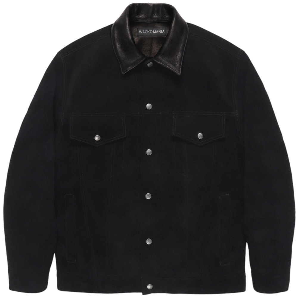 WACKOMARIA<BR>SUEDE LEATHER TRUCKER JACKET(BLACK)