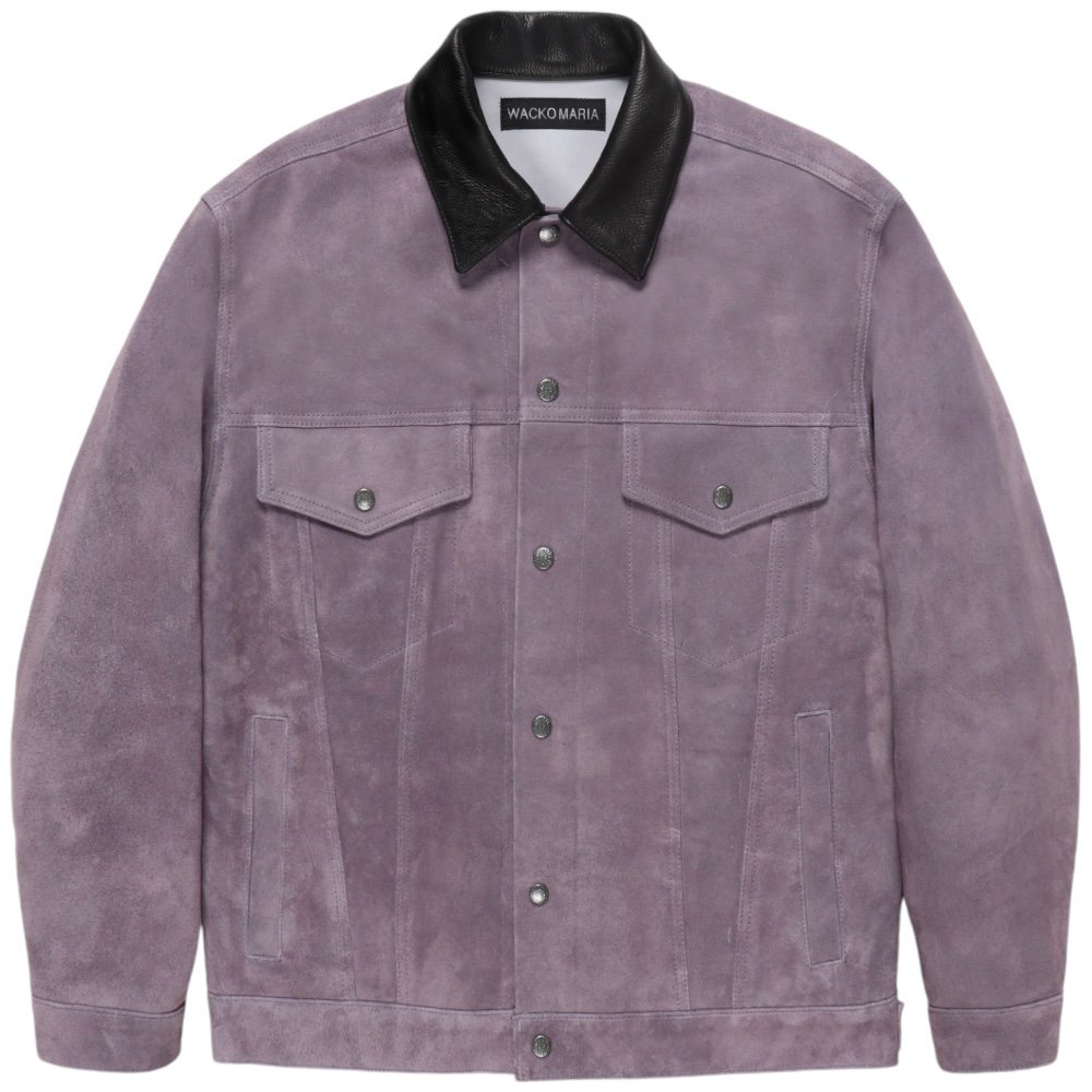 WACKOMARIA<BR>SUEDE LEATHER TRUCKER JACKET(PURPLE)