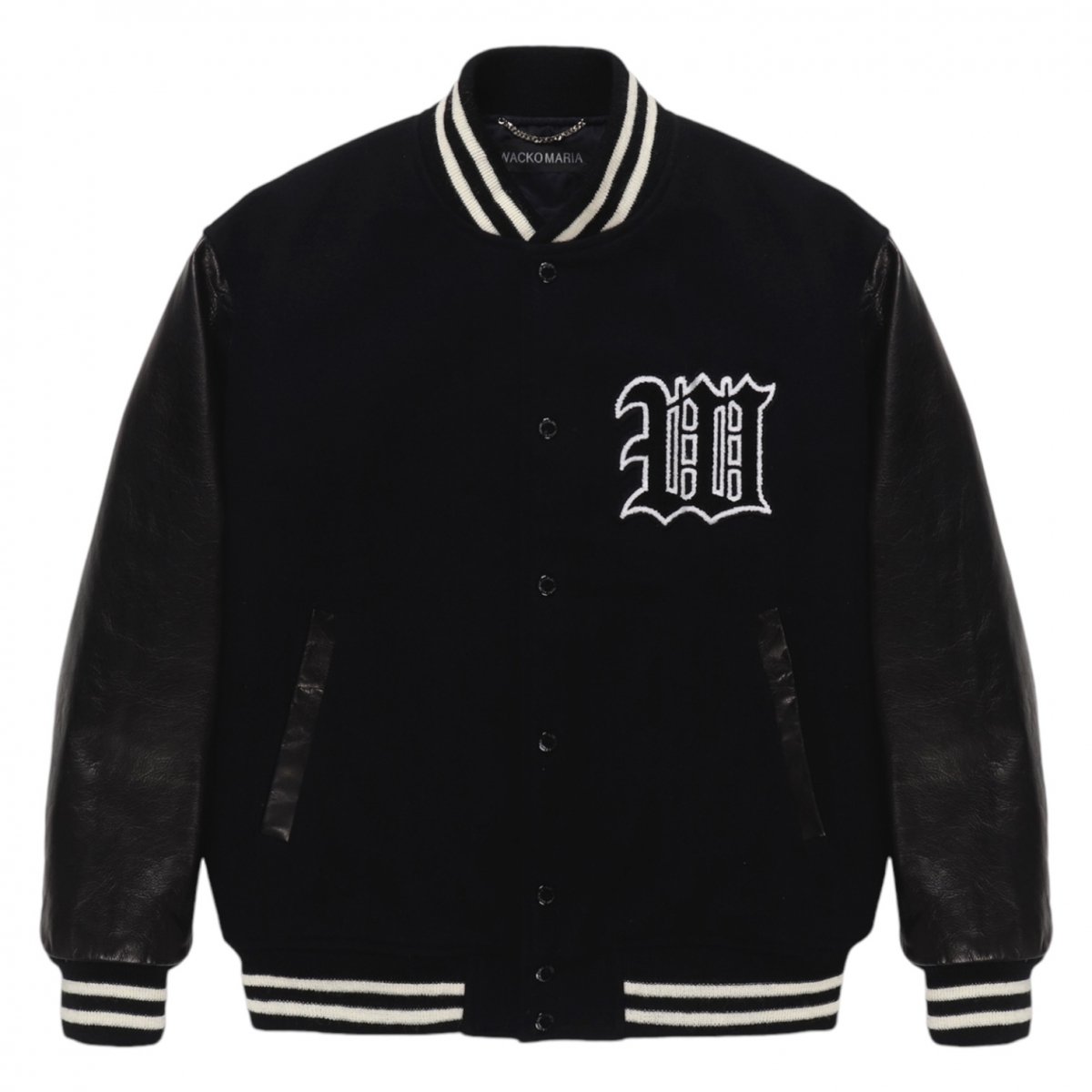 WACKOMARIA<BR>LEATHER VARSITY JACKET -B-(TYPE-2)(BLACK)